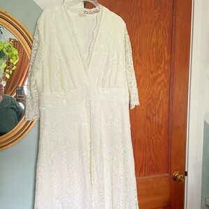 Graced with Love bridal shower dress, lace a-line vneck kiyonna